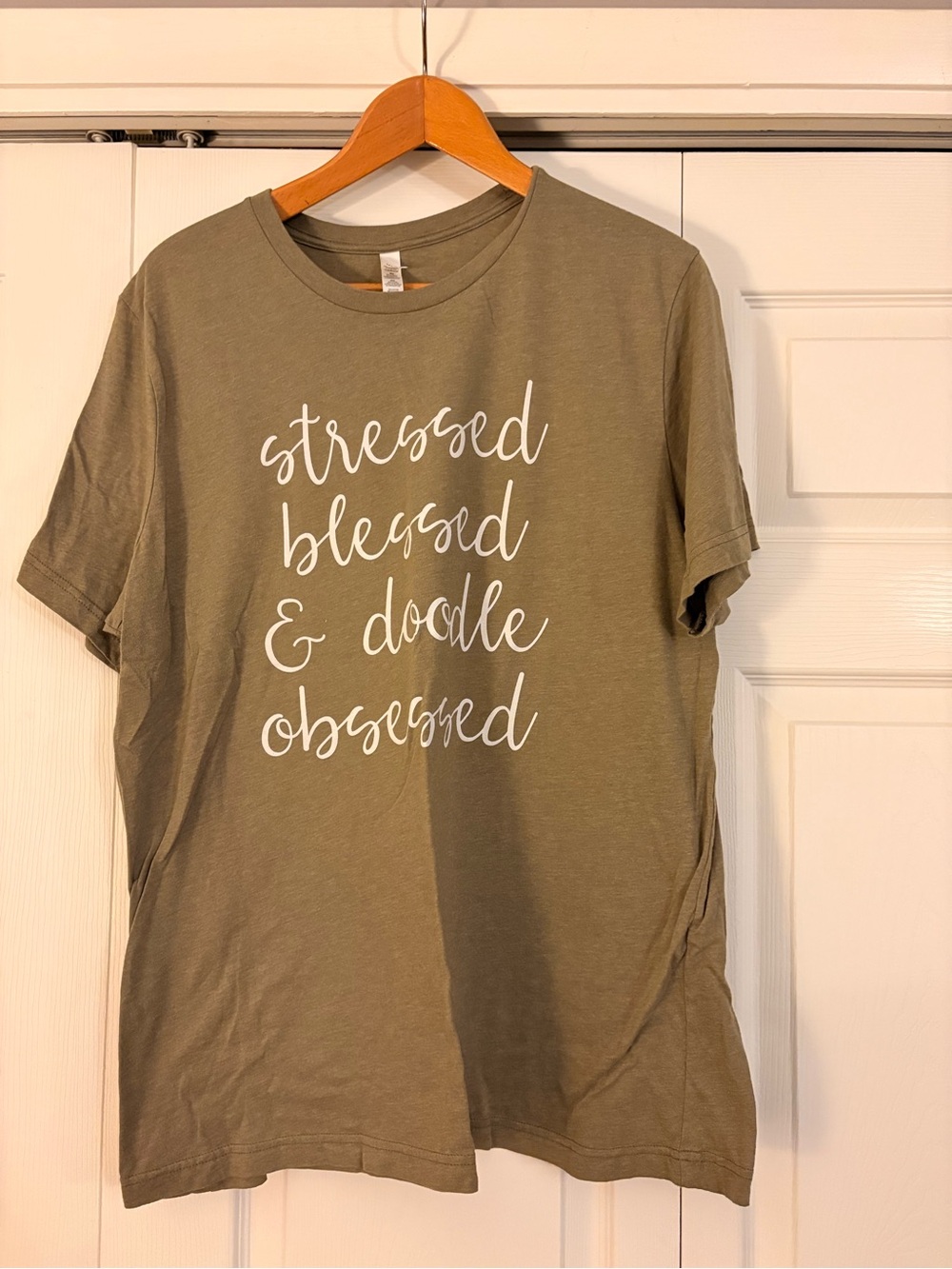 Bella Canvas Olive Green "Stressed Blessed & Doodle Obsessed" Short Sleeve Tee